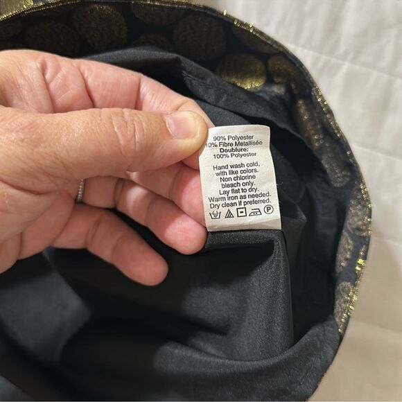 J. Crew 8 Black Metallic Gold Circle Brocade Sleeveless Formal Dress Pockets - Picture 12 of 12
